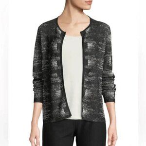 EILEEN FISHER‎ Organic Linen Cotton Open Cardigan Sweater Women’s Size M Black